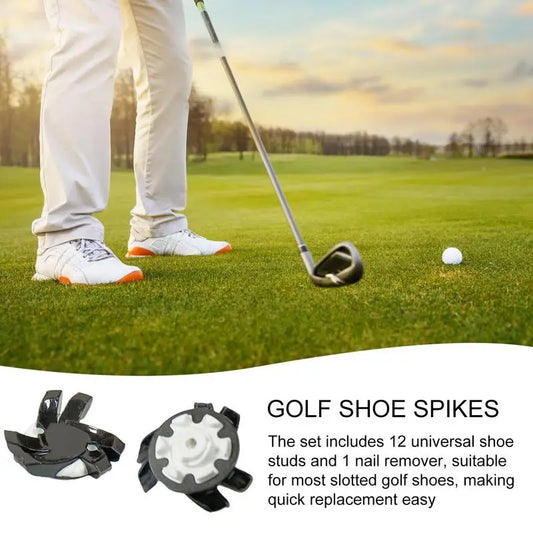Spikes for Golf Shoes – 12-Piece Anti-Slip Replacement Set with Quick-Twist Wrench