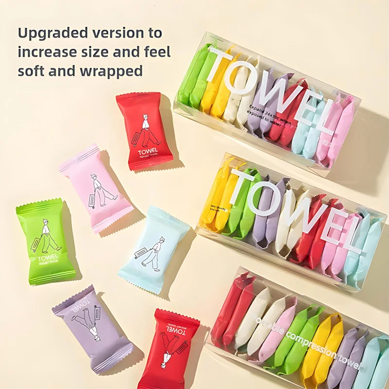 Compressed Travel Towels โ Thick, Soft & Portable