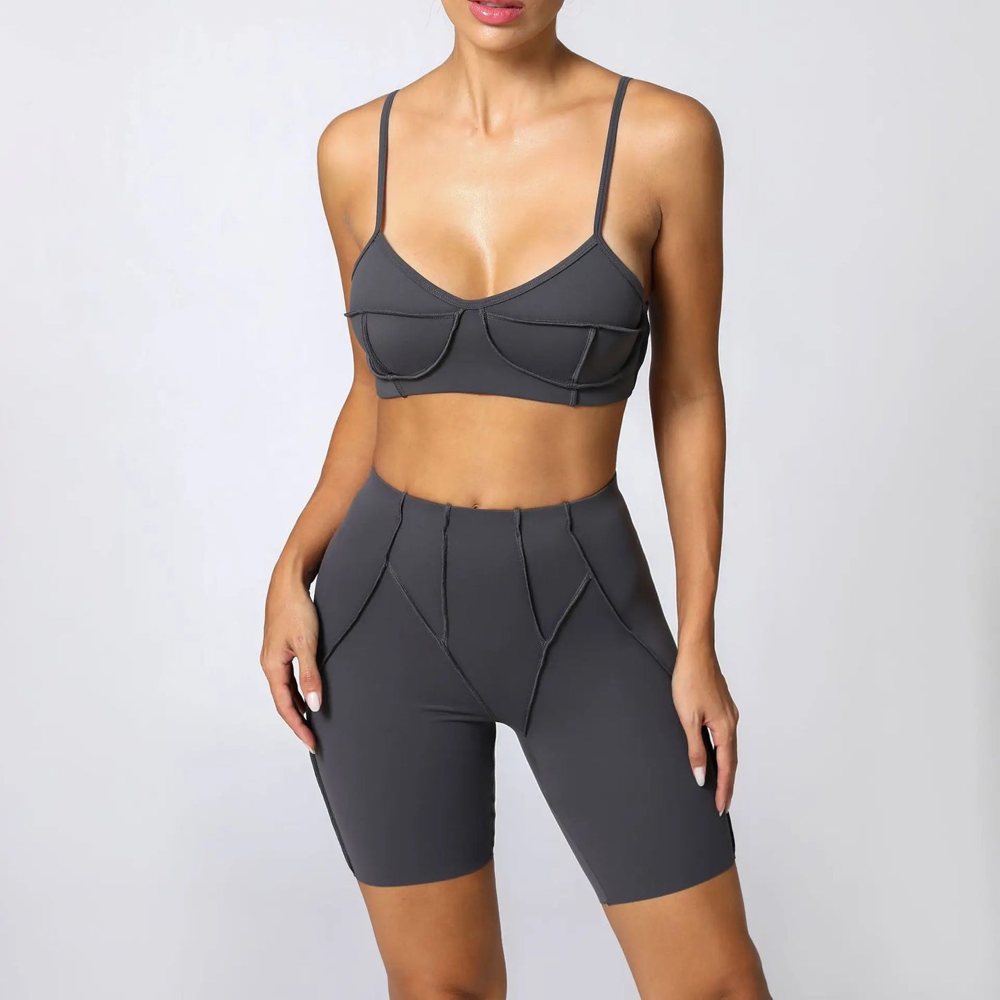 Yoga Fitness Set – High Waist Shorts & Bra