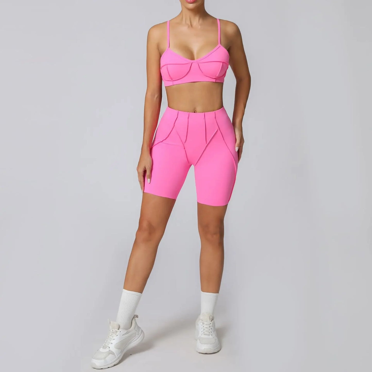 Yoga Fitness Set – High Waist Shorts & Bra