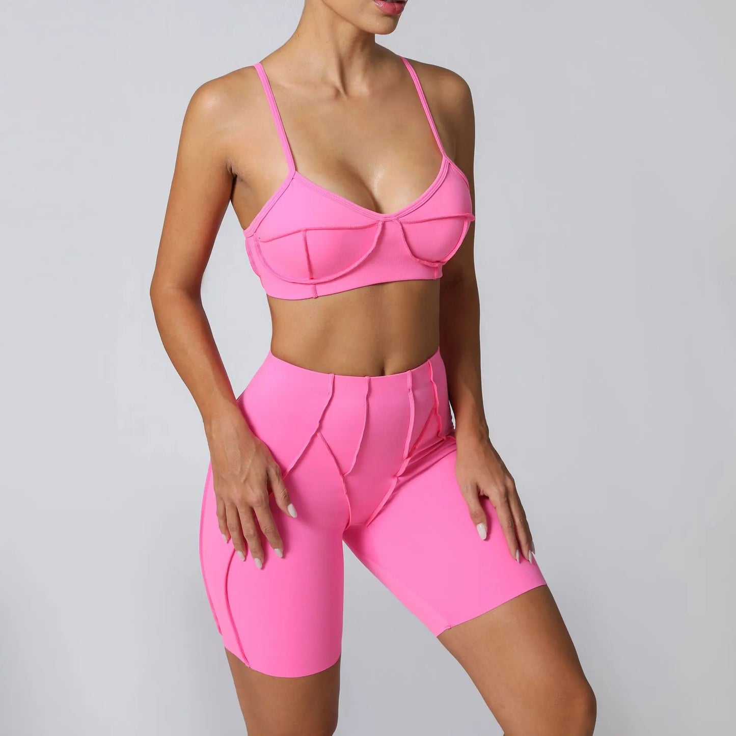 Yoga Fitness Set – High Waist Shorts & Bra